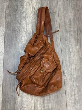 We The Free Brown Leather Backpack Sling Bag